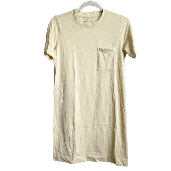 EVERLANE The Organic Cotton Weekend Tee Dress Yellow Mini Pocket Short Sleeve - Picture 4 of 8